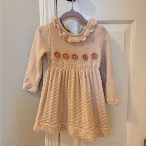Tahari Cream Knit Dress with Pink Accents